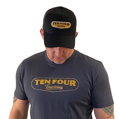 Ten Four Traditional Trucker Cap in Black with Gold Badge