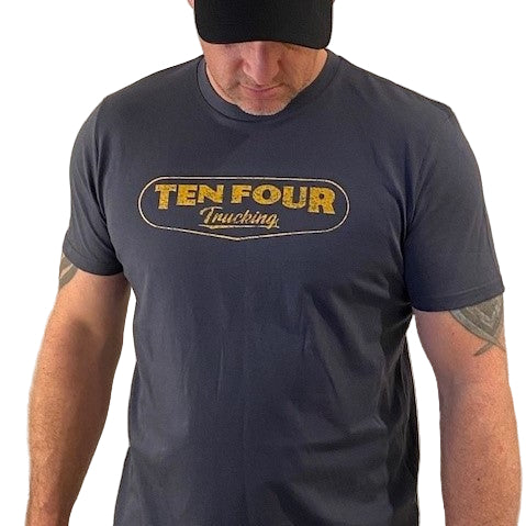Ten Four Traditional Trucker T Shirt in Dark Ink Grey