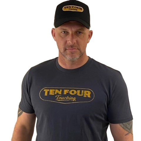 Ten Four Traditional Trucker T Shirt in Dark Ink Grey