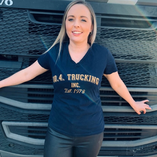 Ladies Ten Four Traditional Fitted Trucker VNeck T Shirt in French Navy