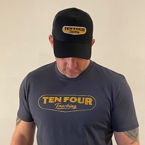 Ten Four Traditional Trucker Cap in Black with Gold Badge